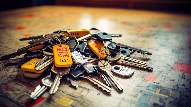 A Photo of Car Keys with Rental Tags