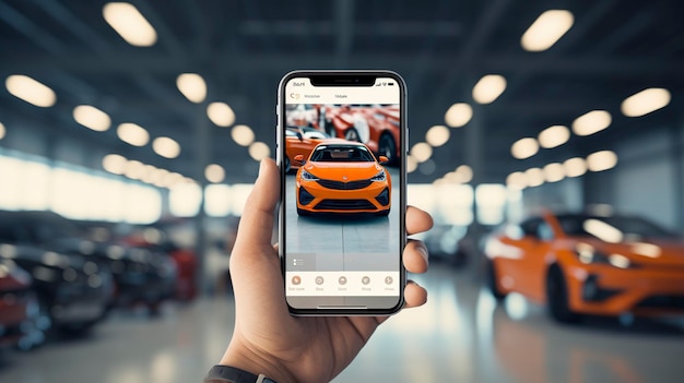 Foto una foto di un'app di autonoleggio su uno smartphone