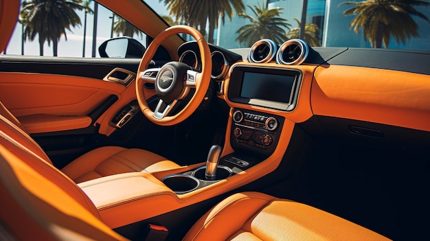 A Photo of a Car Rental Luxury Sedan Interior