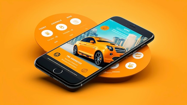 Foto una foto dell'interfaccia di un'app mobile per autonoleggio