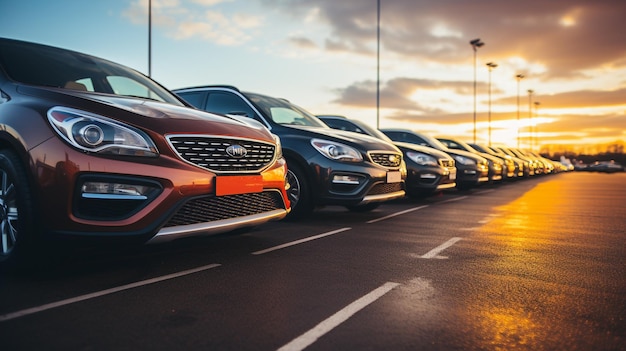 Photo cars parked in the parking lotopen space area outdoors generated by AI