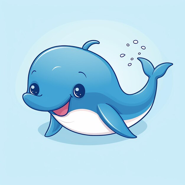 photo of cartoon blue whale on white background made with generative ai