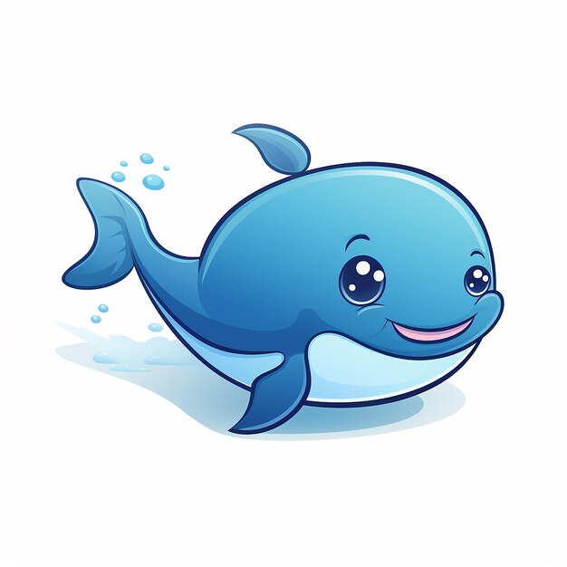 photo of cartoon blue whale on white background made with generative ai