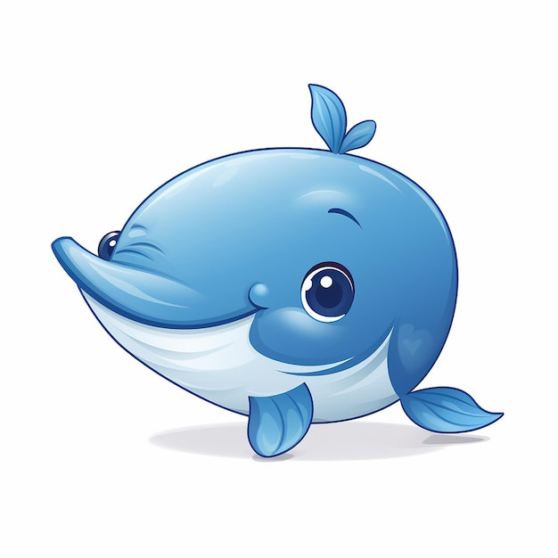 Foto foto di una balena blu animata su sfondo bianco realizzata con generative ai