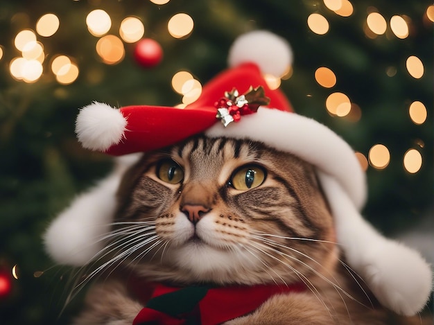 Photo of cat in christmas tree