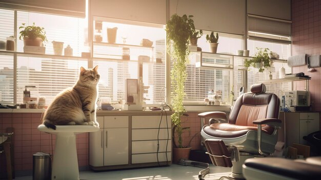 A photo of a cat grooming station in a vet clinic