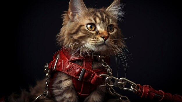 A photo of a cat harness and leash