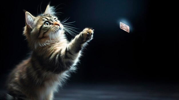 Photo a photo of a cat performing a trick with a clicker