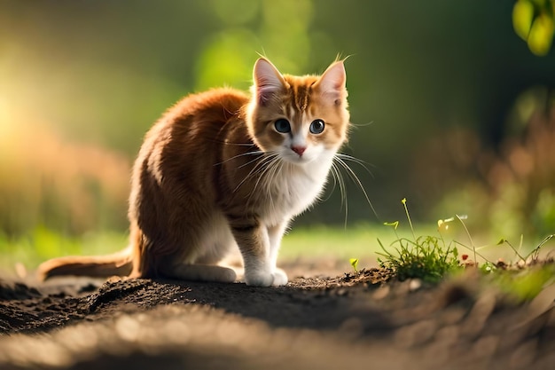 photo a cat and a rat are looking at each other