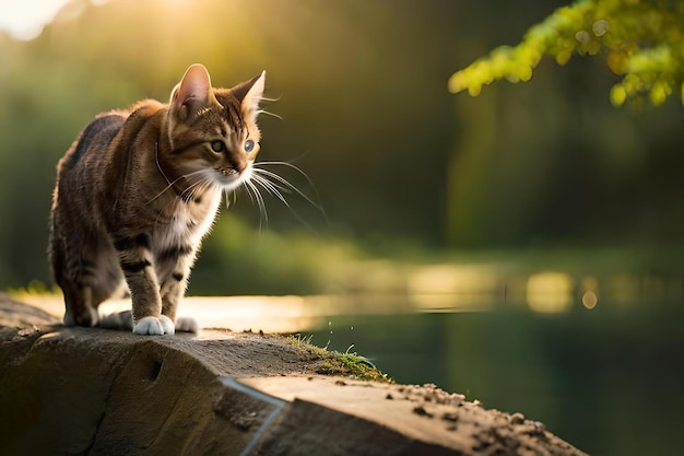 photo a cat and a rat are looking at each other