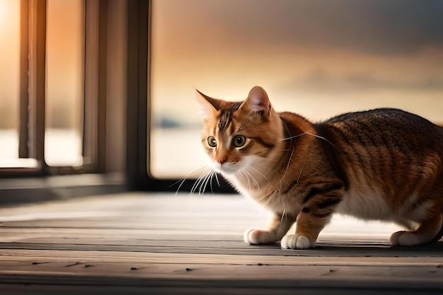 photo a cat and a rat are looking at each other