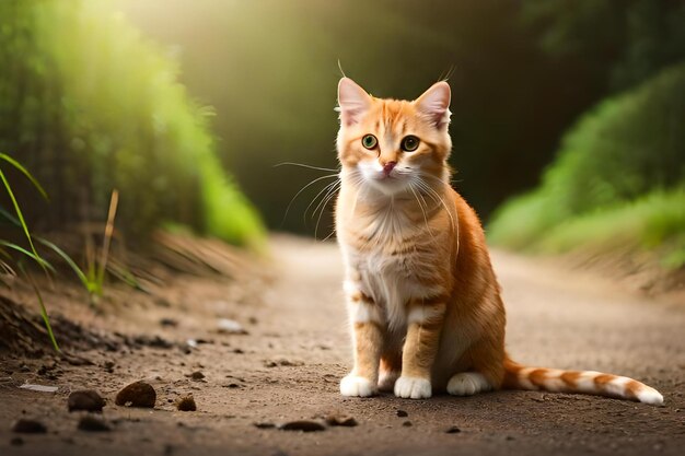 写真の猫とネズミが互いに見つめている