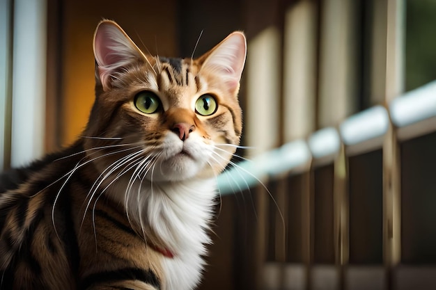 Photo a cat sits on a beautiful place