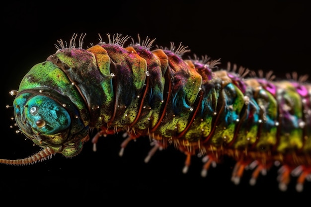 A photo caterpillar exposed body zoom detail