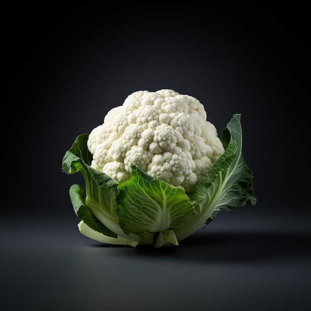 photo of a cauliflower vegetable in black background