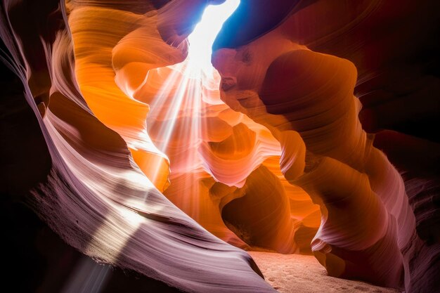 A photo of a cave with the light coming through the walls