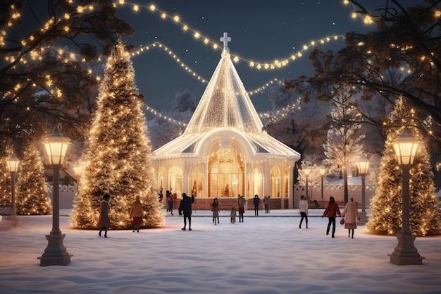 photo of To celebrate Christmas ice skating under the twinkling lights of a Christmasthemed outdoor rink