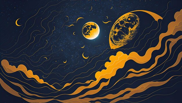 Фото небесного произведения искусства с изображением двух планет в космосе Ai Generated