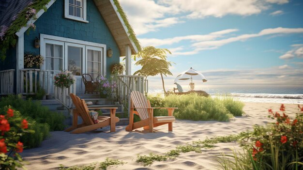 A photo of a charming beach cottage