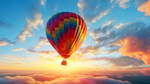 A photo of a cheerful moment capturing the flight of hot air balloons