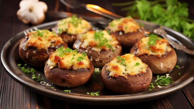 A Photo of Cheese Stuffed Mushrooms