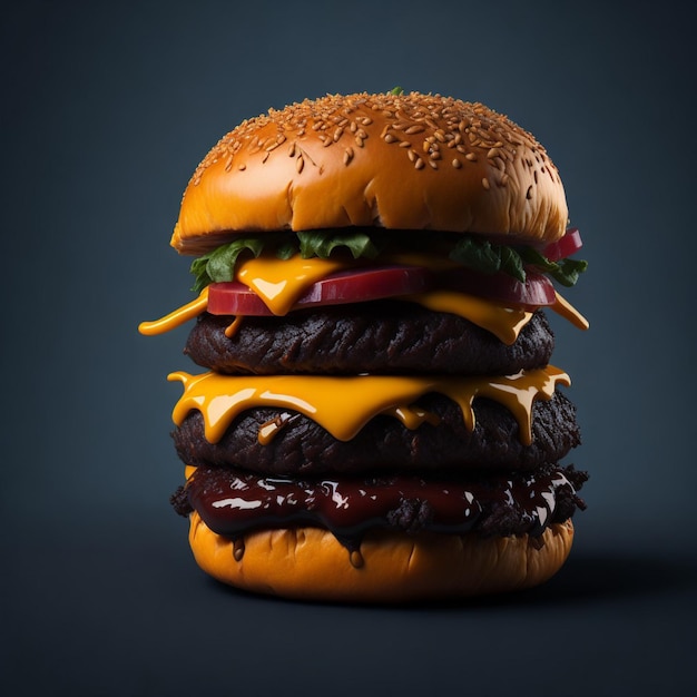 Photo of a cheeseburger with plenty of ingredients