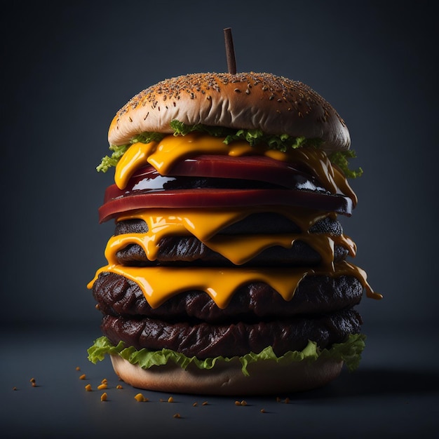 Photo of a cheeseburger with plenty of ingredients