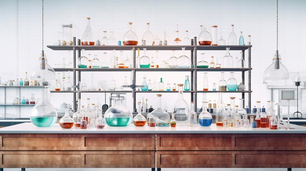 A photo of a chemistry lab with lab equipment