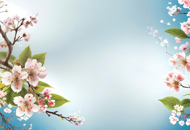 Photo photo cherry blossom frame background with copy space