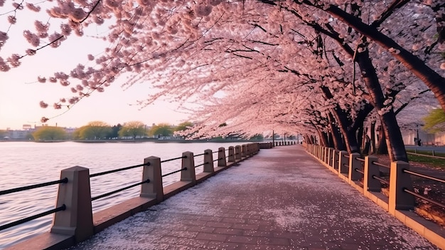 Photo cherry blossom spring scenery sakura Generative AI