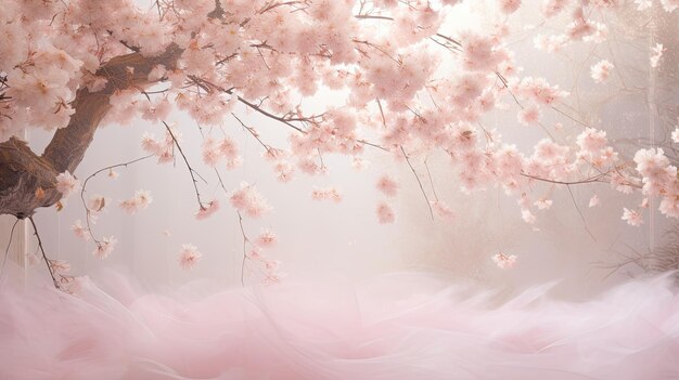 Photo a photo of a cherry blossom tree petals in the wind