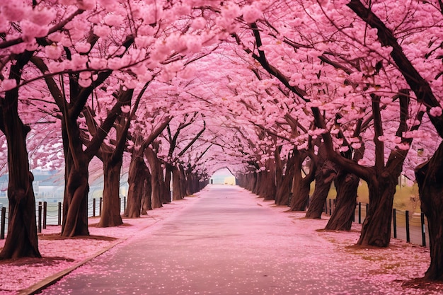 Photo of Cherry blossom trees in full bloom Spring