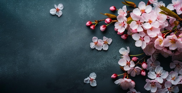 A photo of cherry blossoms on a dark background