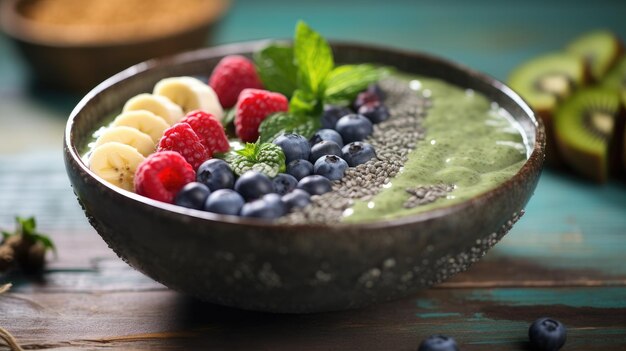 A photo of a chia seed smoothie bowl background