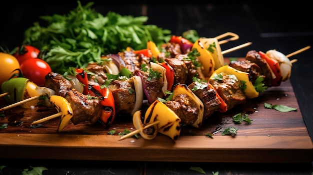 A Photo of Chicken and Beef Skewers