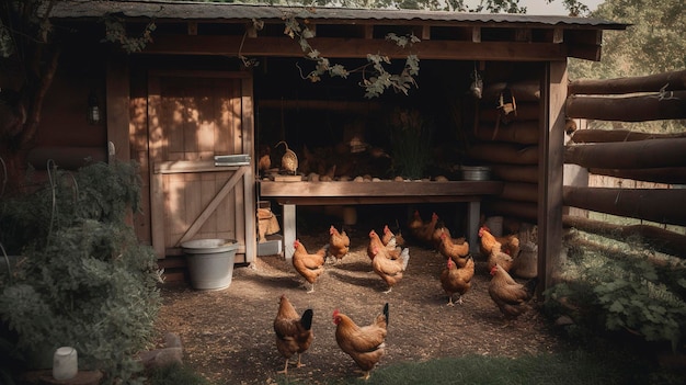 A Photo of a Chicken Coop with Hens and Fresh Eggs