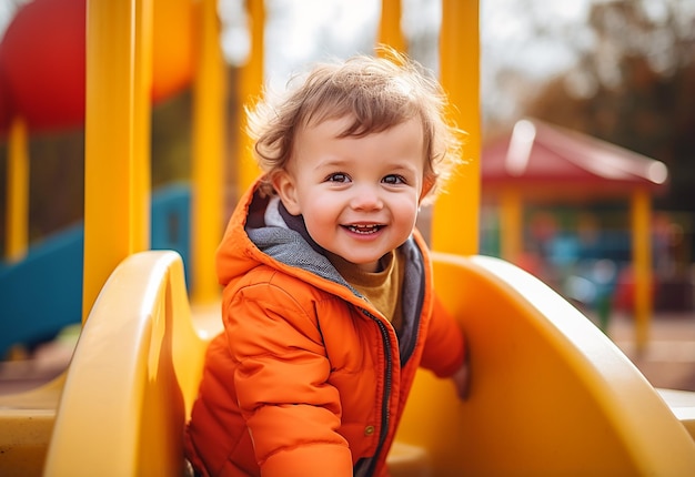 Photo of children having fun children playing at outdoor playground