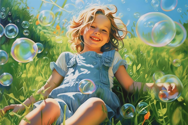 Photo of children playing soap bubbles