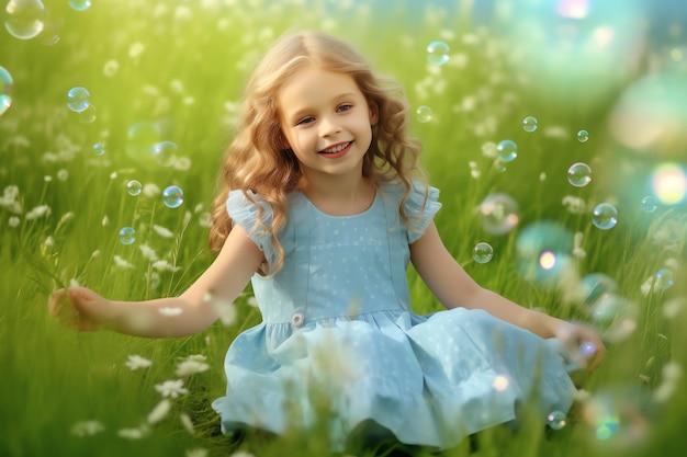 Photo of children playing soap bubbles