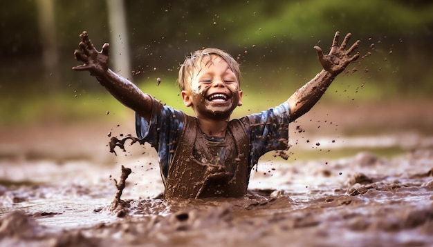 Photo photo a children playing with muds