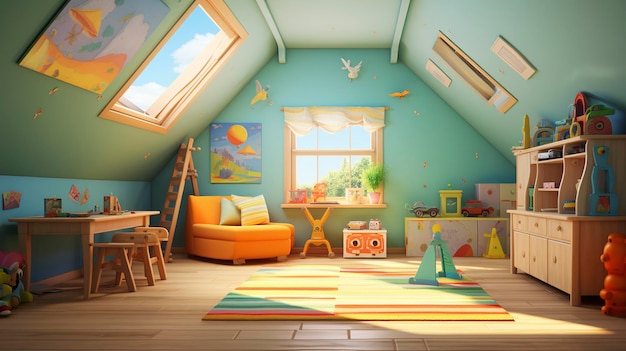 Фотография детской комнаты с красочной мебелью