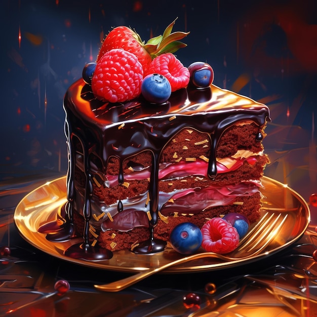 Photo of a Chocholate Cake Slice on isolated background