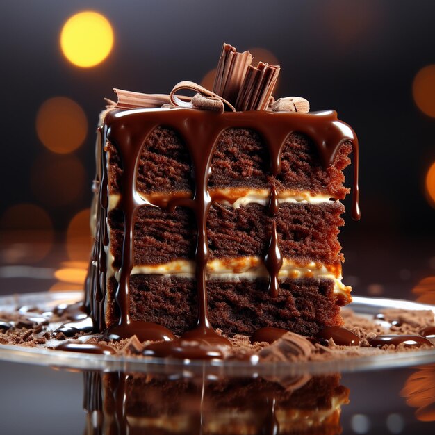 Photo of a chocholate cake slice on isolated background