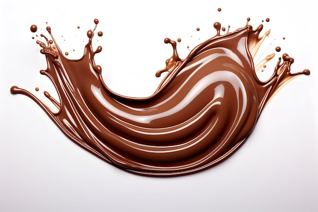Photo chocolate splash on white background with clipping path generative ai