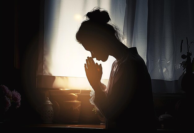 Photo of christian prayers hands holding cross while praying