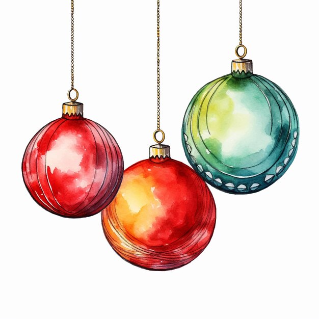 Photo Christmas balls watercolor illustration