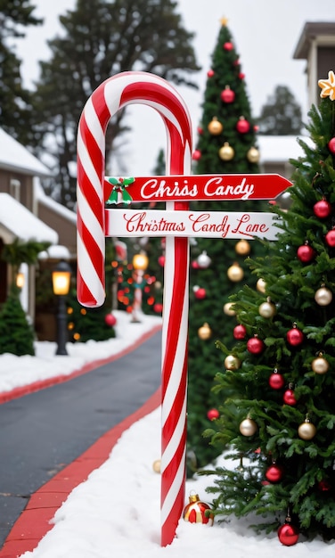 クリスマス キャンディ ケーン レーンの道標の写真