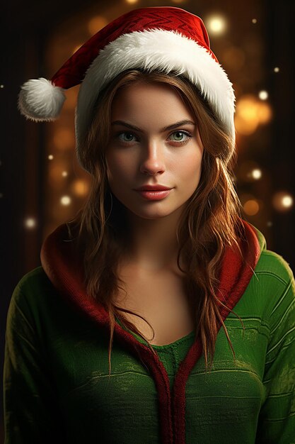 photo of a christmas elf woman christmas background