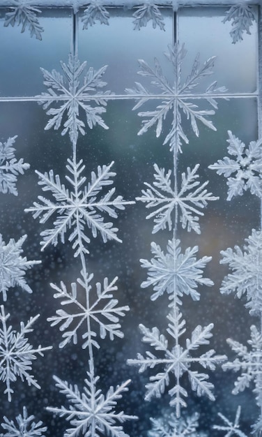 窓ガラスのクリスマスの霜模様の写真