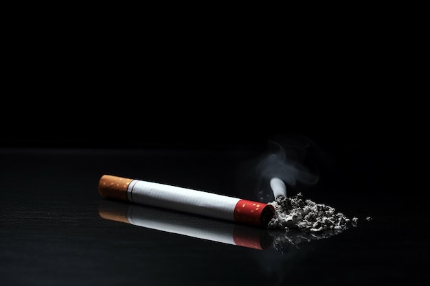 Фото сигарета на темной поверхности: мир без табака